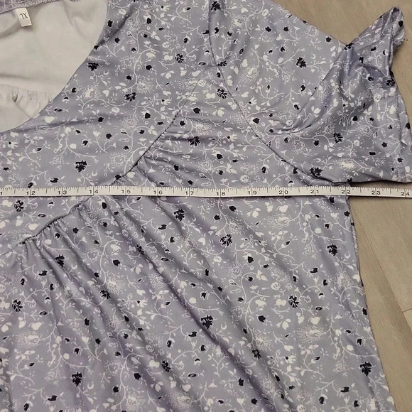 🛍Grey Floral Print Short Sleeve Womens Blouse Size XL‎ - Picture 5 of 5